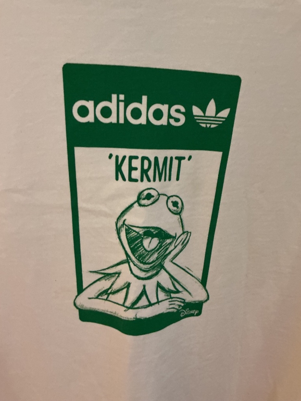 X-large Men’s Cream and Green Kermit the Frog Adidas Originals Tee-shirt